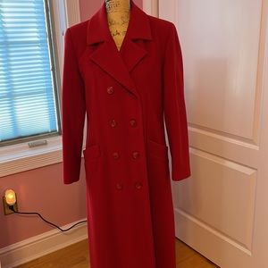 Red Wool and Cashmere Long Coat
